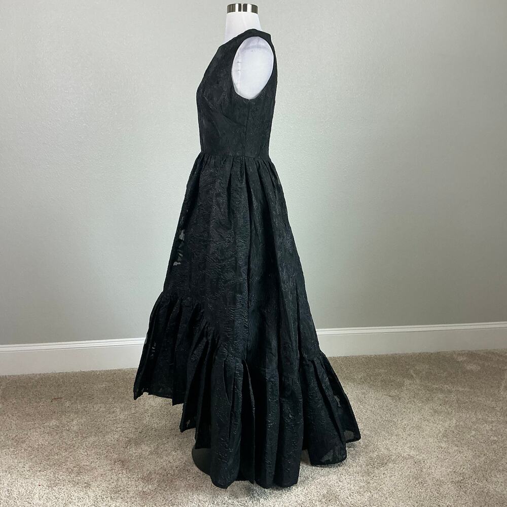 Mac Duggal 20714 High Low A-Line Evening Gown Metallic Black Size 6 Formal Dress - Picture 6 of 12